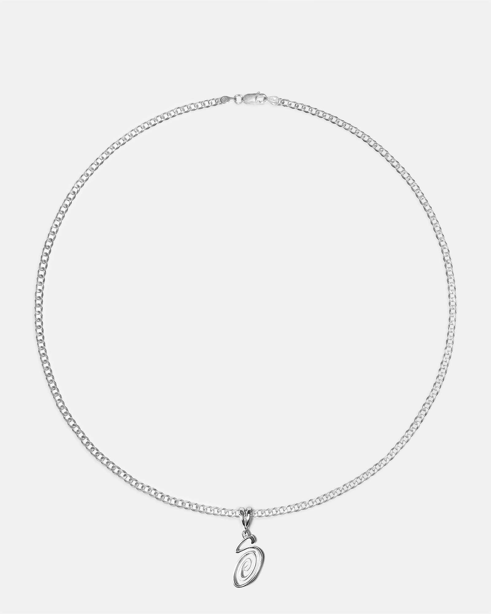 STÜSSY SILVER CUBAN LINK SWIRLY S CHAIN SILVERY ACCESSORY