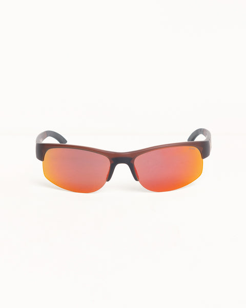 Hiro Sunglasses Unisex In Frost Brown/red Mirror Lens
