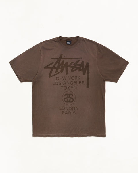 World Tour Sun Fade Tee Mens Short Sleeve In Faded Brown