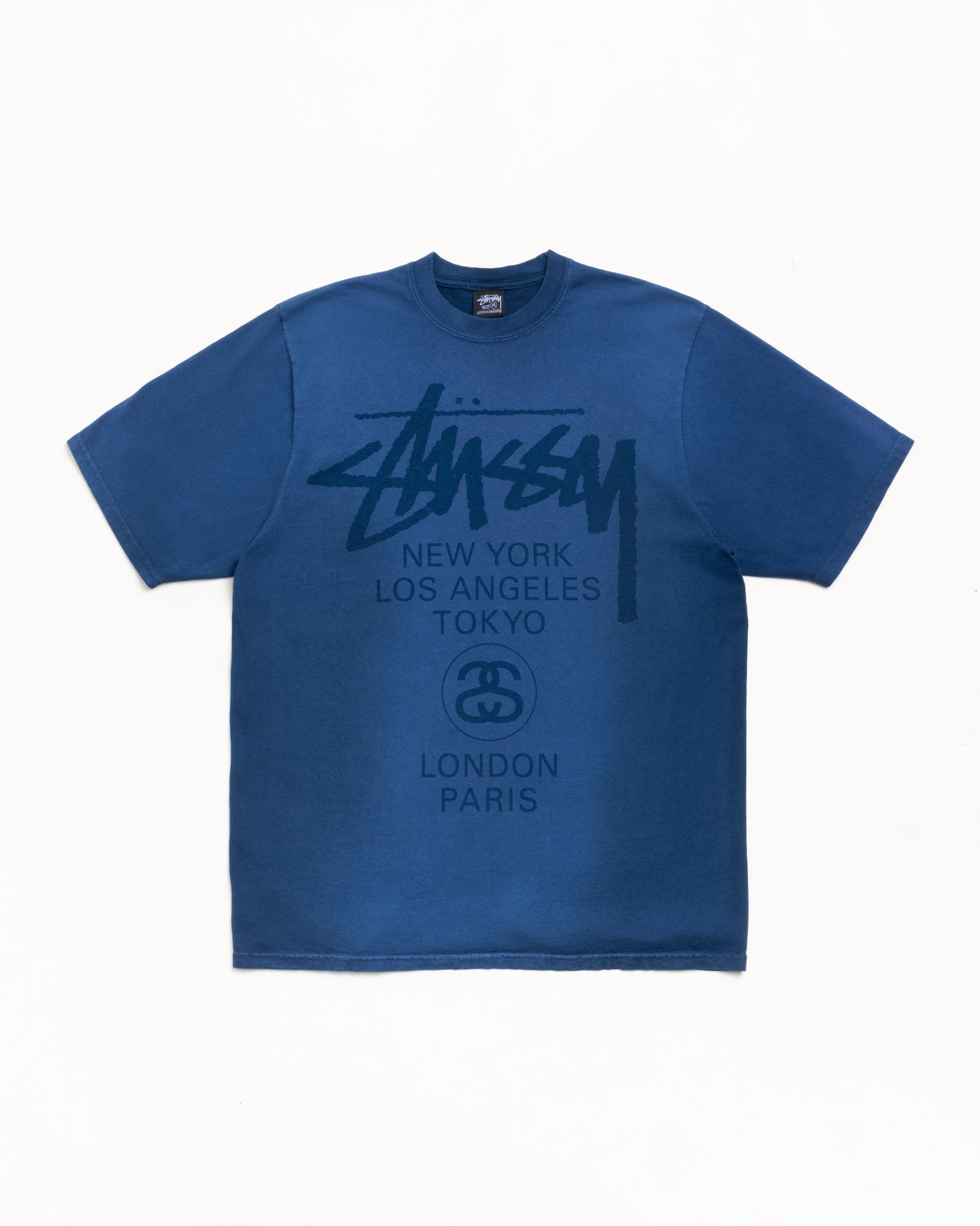 World Tour Sun Fade Tee Mens Short Sleeve In Faded Navy