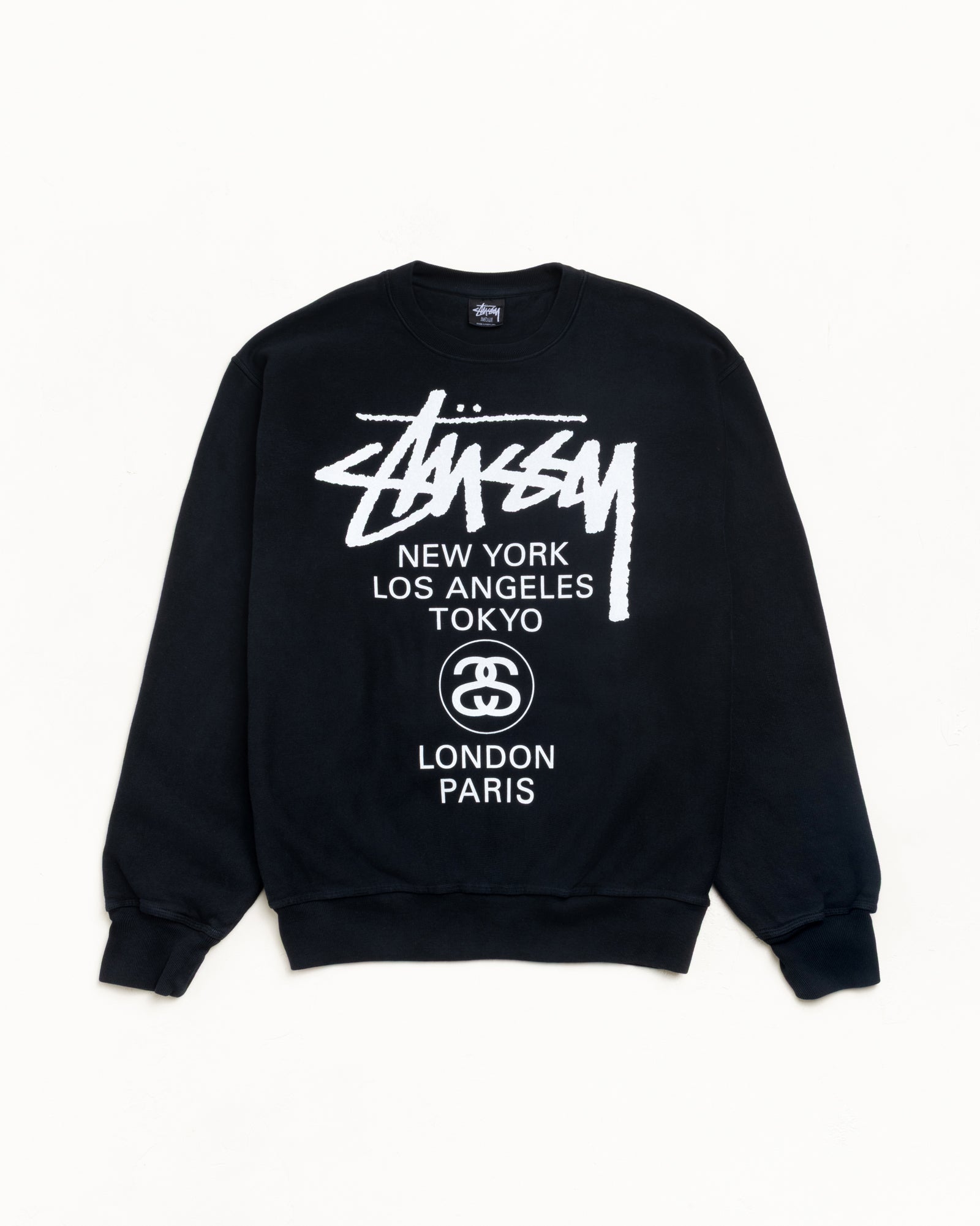 World Tour Pig. Dyed Crew Mens Long Sleeve In Black