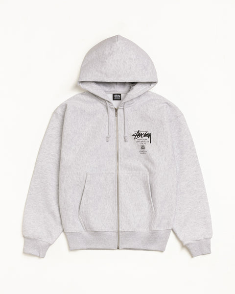 stussy ステューシー ワールドツアー ジップパーカー　XL World Tour Zip Hoodie – Ash Heather | Sweats | Stüssy UK