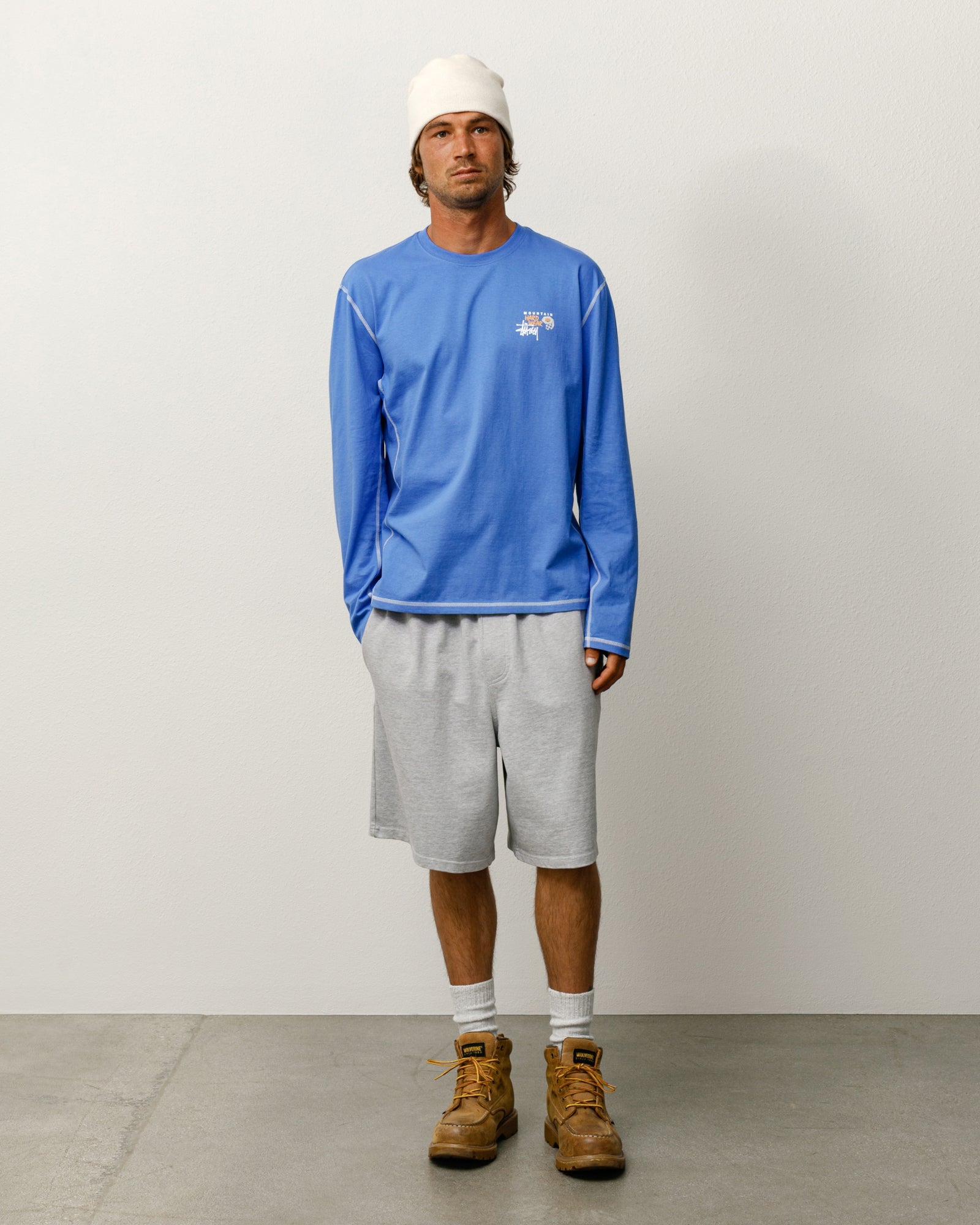 Stussy X Mhw Ls Tee Mens Long Sleeve In Artic Sky