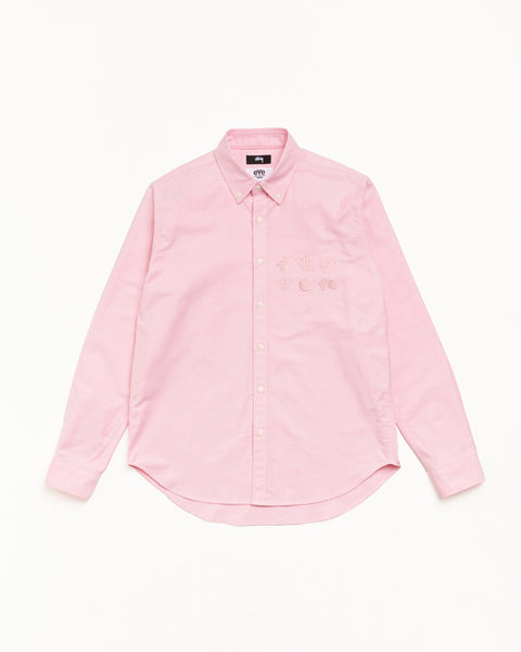 Button Down Shirt Unisex Long Sleeve In Pink