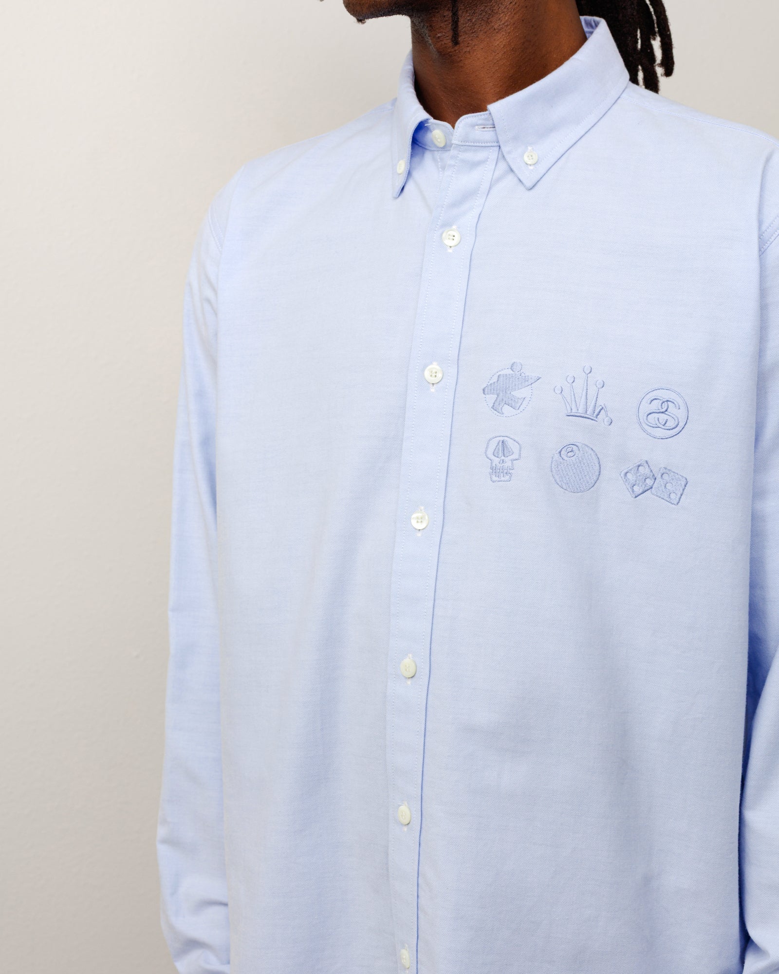 Button Down Shirt Unisex Long Sleeve In Saxe