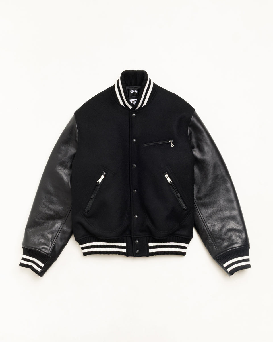 Varisty Jacket Unisex Long Sleeve In Black