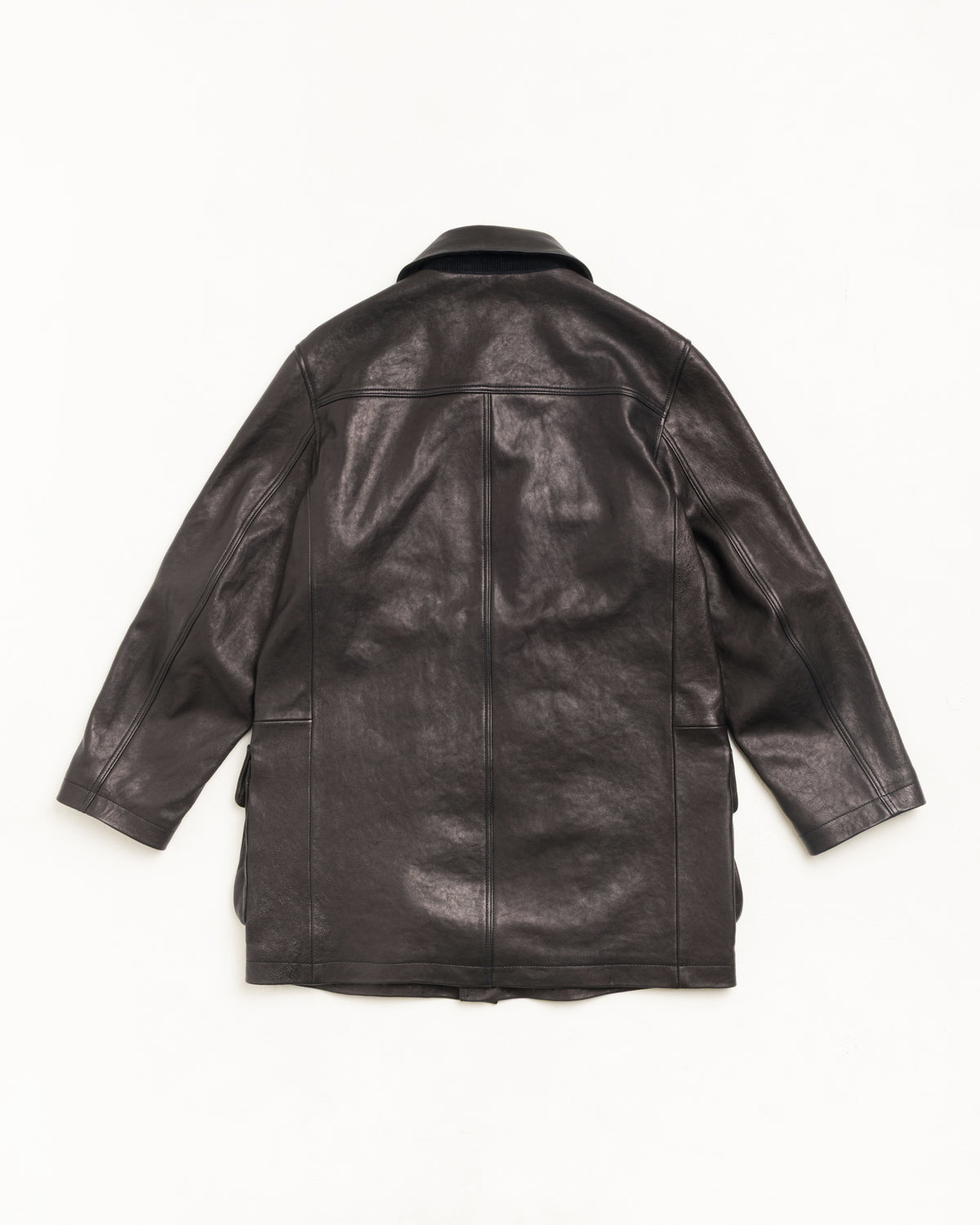 Leather Fireman Jacket Unisex Long Sleeve In Black