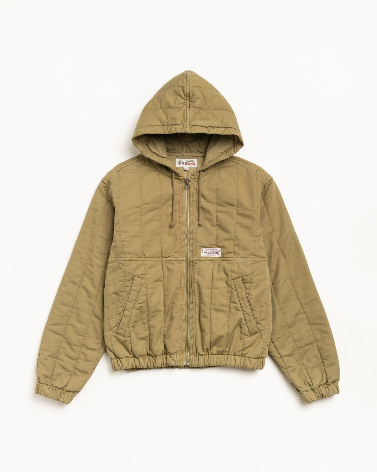 Quilted Canvas Work Jacket Mens Long Sleeve In Olive | hero:main:collection:new-arrivals,shirts,tops-shirts,all,tees,outerwear,denim,knits,accessories,sunglasses,hoodies,sweats,mens-hoodies-sweatshirts,shorts,pants,bottoms