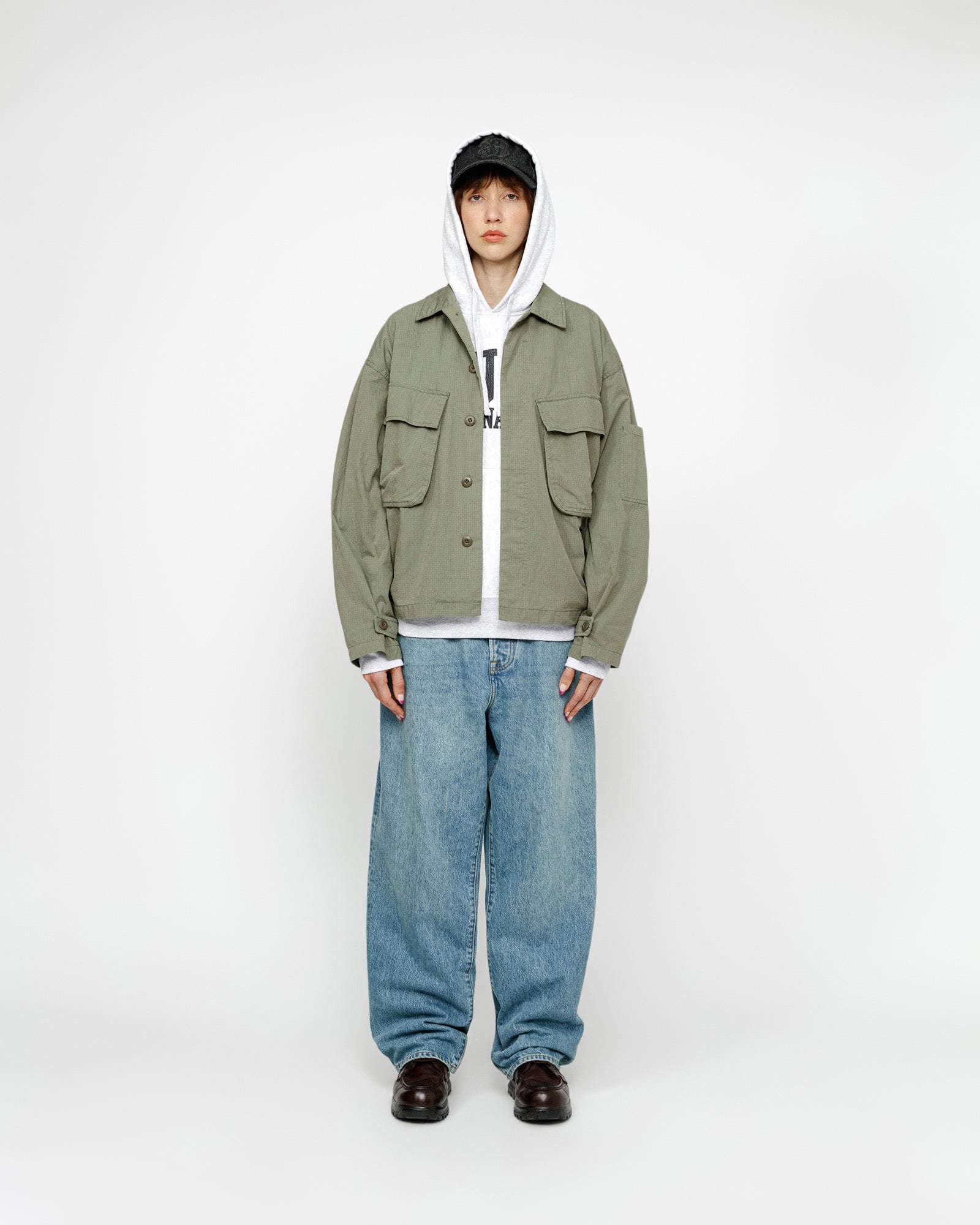 Hooded military discount jacket stussy