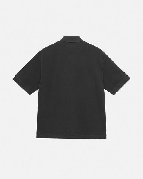 PIGMENT DYED PIQUE POLO BLACK TOPS