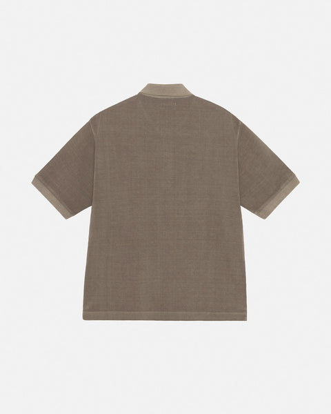 PIGMENT DYED PIQUE POLO TAUPE TOPS