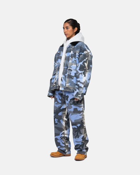 Stüssy Shop Jacket Spray Dye Canvas Blue Camo Outerwear