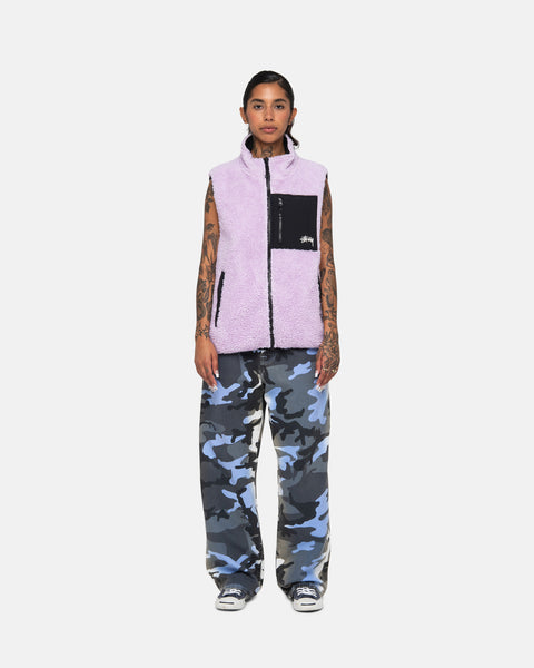 Stüssy Sherpa Reversible Vest Lavender Outerwear