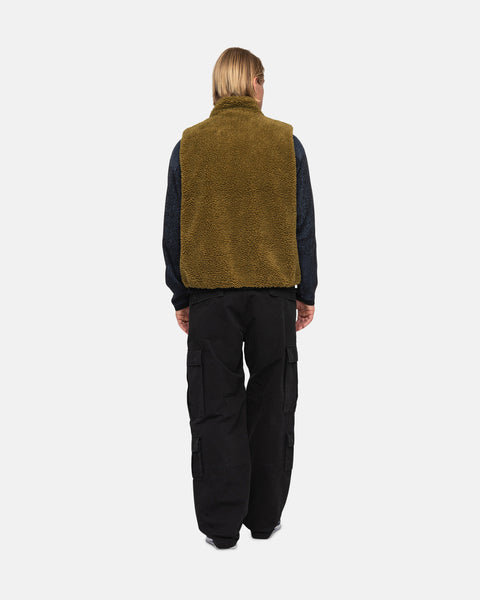 Stüssy Sherpa Reversible Vest Olive Outerwear