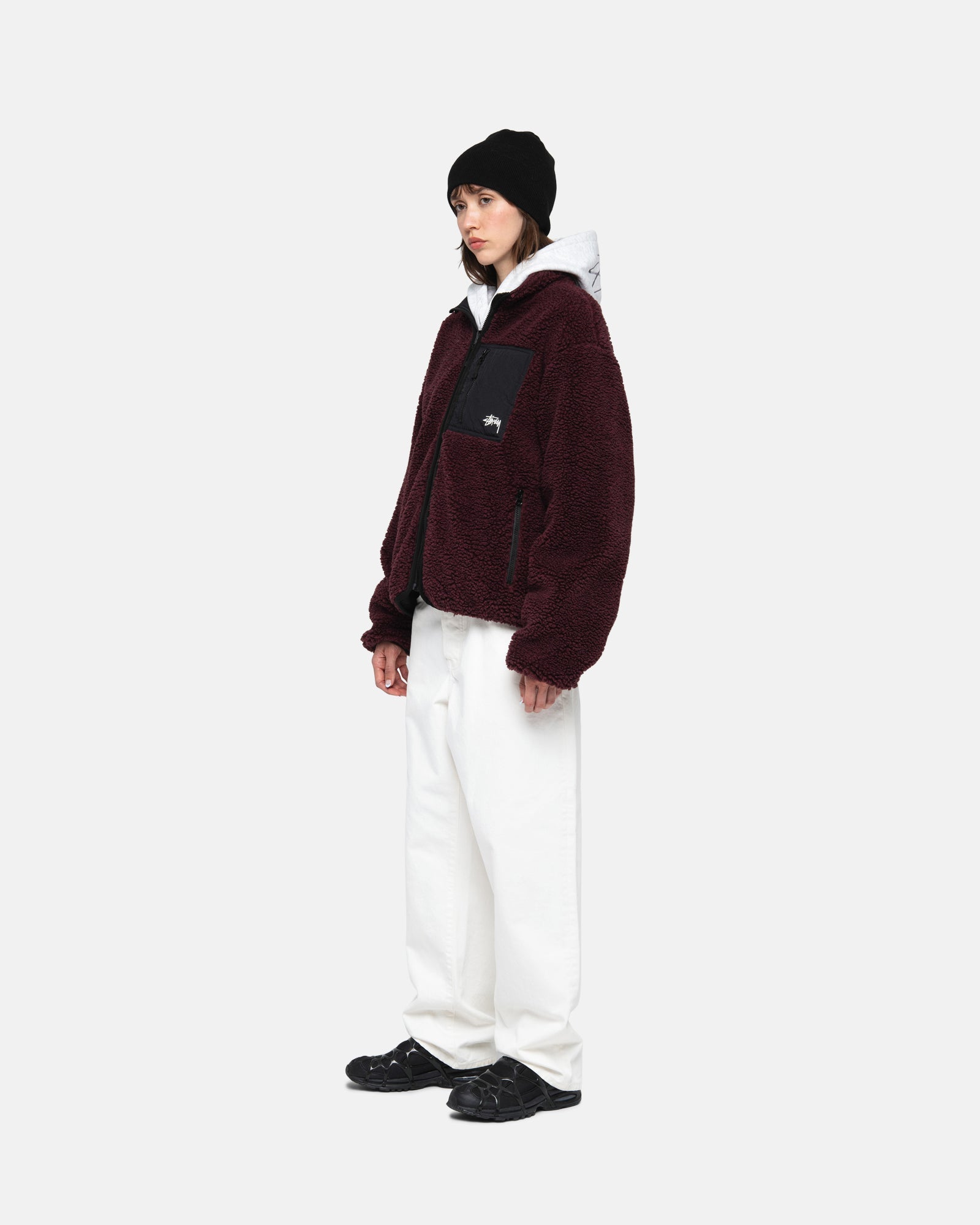 Stüssy Sherpa Reversible Jacket Burgundy Outerwear