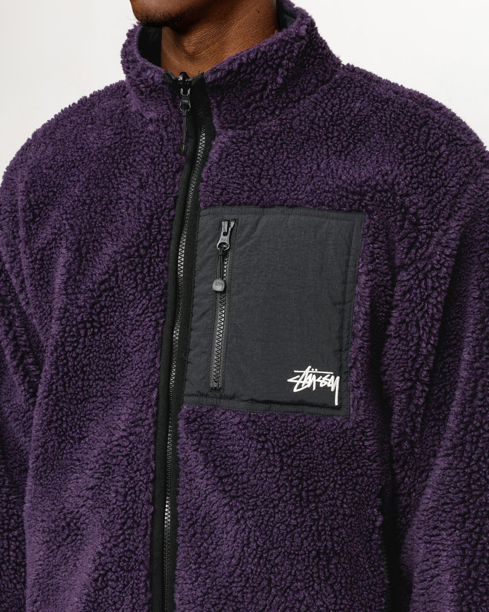 Stussy reversible micro deals fleece jacket