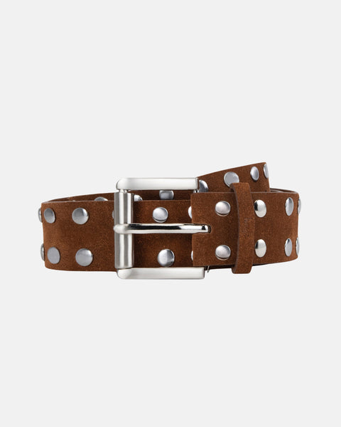 Stüssy 8 Ball Studded Belt Brown Suede Accessory