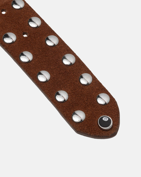 Stüssy 8 Ball Studded Belt Brown Suede Accessory