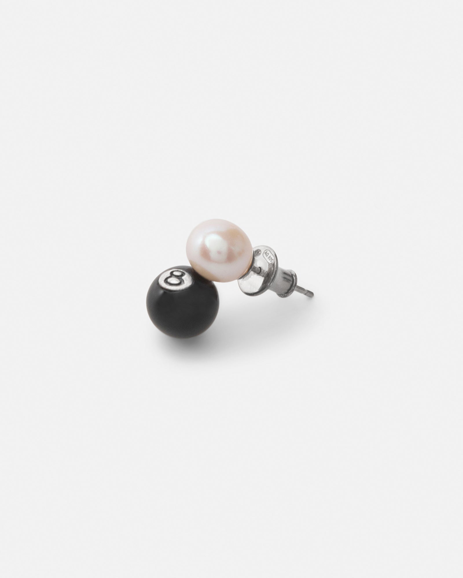 STUSSY SILVER PEARL 8 BALL STACK EARRING SILVERY ACCESSORY